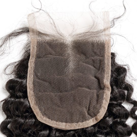Rosabeauty Brazilian Kinky Curly Remy Hair Lace Closure 100% Human Hair Knots Bleached with Baby Hair Middle Part