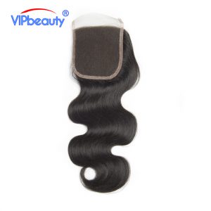 VIPbeauty Peruvian Body Wave Lace Closure 100% Remy Human Hair 4x4 Free Part Closure Bleached Knots With Baby Hair