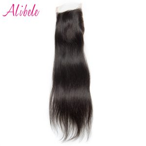 AliBele Peruvian Straight Hair Lace Closure 4x4 Free Part Natural Color Remy Human Hair 130% Density Swiss Lace Free Shipping
