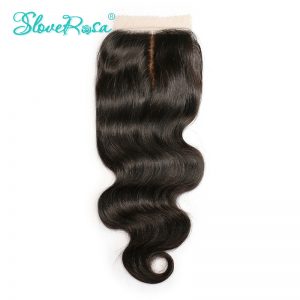 Slove Rosa Silk Base Closure Body Wave Remy Peruvian Human Hair 4x4 Medium Brown Lace Middle Part Bleached Knots Free Shipping