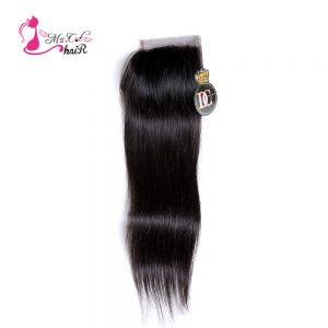 Ms Cat Hair Peruvian Straight Hair Lace Closure Lace Size 4"X4" 100% Human Hair Remy Hair Natural Black 8"-20" Free Part