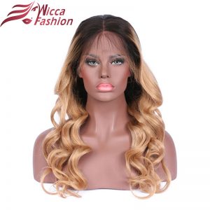 Dream Beauty Ombre  blonde Two Tone Full lace Human Hair Wig Glueless Human Peruvian Remy Hair Wig
