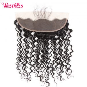 West Kiss Peruvian Deep Wave Remy Hair Ear To Ear 13x4 inch Lace Frontal with Baby Hair 100% Human Hair Free Shipping