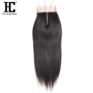 HC Hair Products Straight Remy Hair 4x4 Middle Part Lace Closure 8-18inch Natural Color One Piece 100% Human Hair Free Shipping