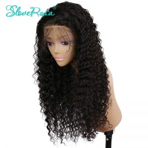 Lace Front Human Hair Wigs For Black Women 150% Remy Peruvian Deep Curly Lace Wigs With Baby Hair Bleached Knots Slove Rosa