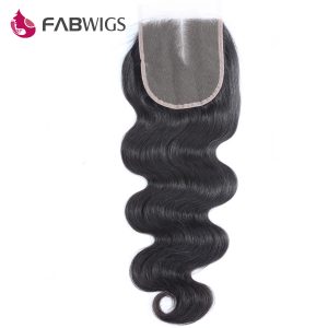 Fabwigs Peruvian 5x5 Body Wave Human Hair Lace Closure With Bleached Knots Remy Hair Closure Free Shipping