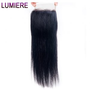 Lumiere Hair Peruvian Straight Hair Closure 4''x 4'' Remy Human Hair Lace Closure 8-20 inch Free Part Natural Color