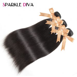 [SPARKLE DIVA HAIR] Peruvian Straight Hair Weave 100% Remy Human Hair Bundles 10-28Inch Natural Color Hair Extensions Ships Free