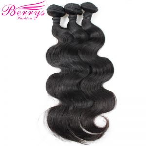 [Berrys Fashion] Peruvian Body Wave Hair Weave Bundles 1PC/Lot  Remy Hair 100% Human Hair Extensions 10-26 Inch For Black Women