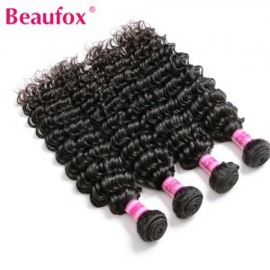 Beaufox Peruvian Deep Curly Weave Human Hair Extensions Remy Hair Weave Bundles Can Buy 3 Or 4 Bundles