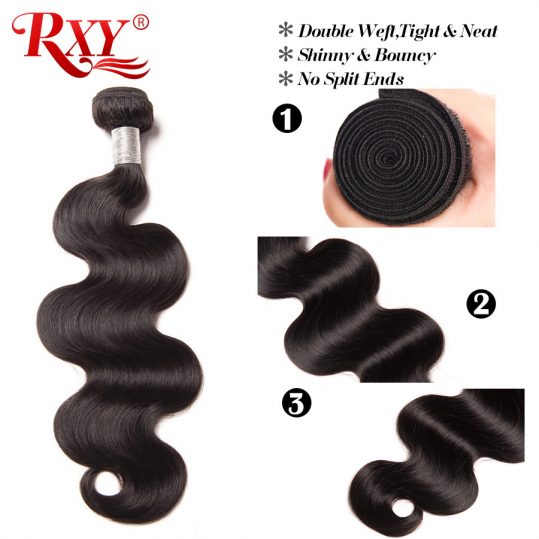 RXY Hair Peruvian Body Wave Bundles 10-28'' 100% Human Hair Bundles Remy Hair Extensions Weaving 1PC Natural Color