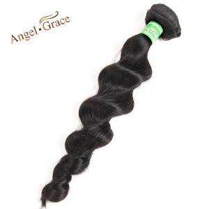 ANGEL GRACE HAIR Peruvian Loose Wave Remy Hair Natural Color 100% Human Hair Weave Bundles From 10 To 28 Inch