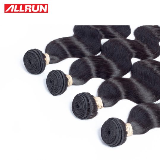 ALLRUN Peruvian Body Wave 100% Human Hair Weave Bundles Double Weft Remy Hair Extensions 12"-28" Natural Color Hair 1 PC Only
