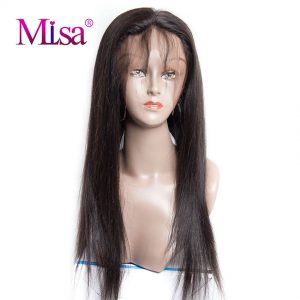 Mi Lisa 360 Lace Frontal With Baby Hair Pre Plucked Straight Hair Swiss Lace Closure Natural Color 10-22inch Remy Human Hair
