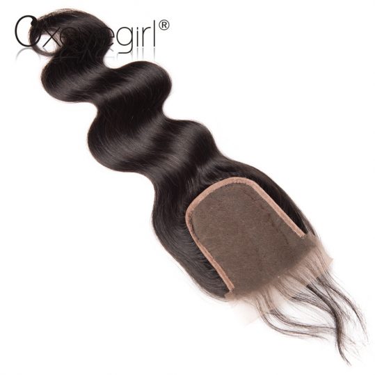 Oxeye girl Peruvian Body Wave Lace Closure With Baby Hair Free Part Remy Human Hair Closure 4"x4" Midium Brown Swiss Lace 8"-22"