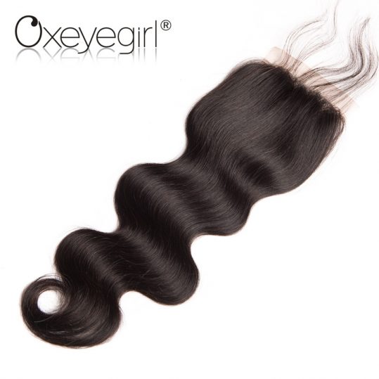 Oxeye girl Peruvian Body Wave Lace Closure With Baby Hair Free Part Remy Human Hair Closure 4"x4" Midium Brown Swiss Lace 8"-22"