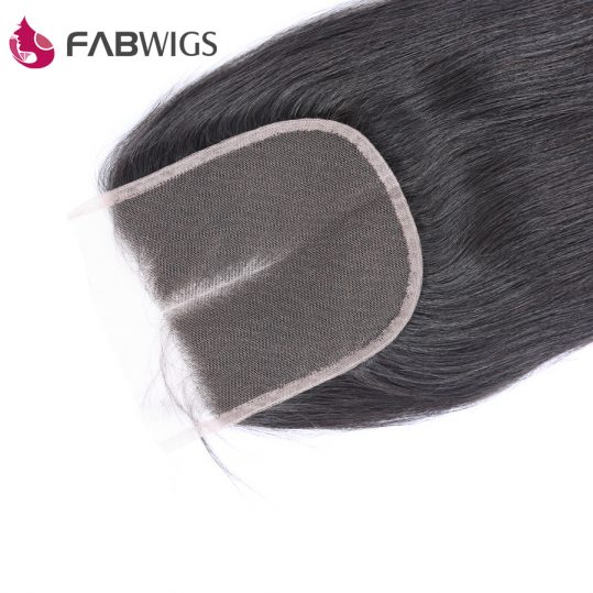 Fabwigs Peruvian Silky Straight 5x5 Lace Closure Middle Part 100% Human Hair Closure Remy Hair Piece Free Shipping