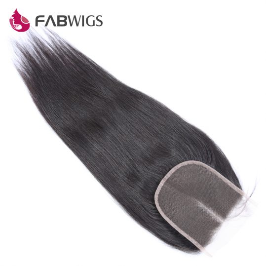 Fabwigs Peruvian Silky Straight 5x5 Lace Closure Middle Part 100% Human Hair Closure Remy Hair Piece Free Shipping