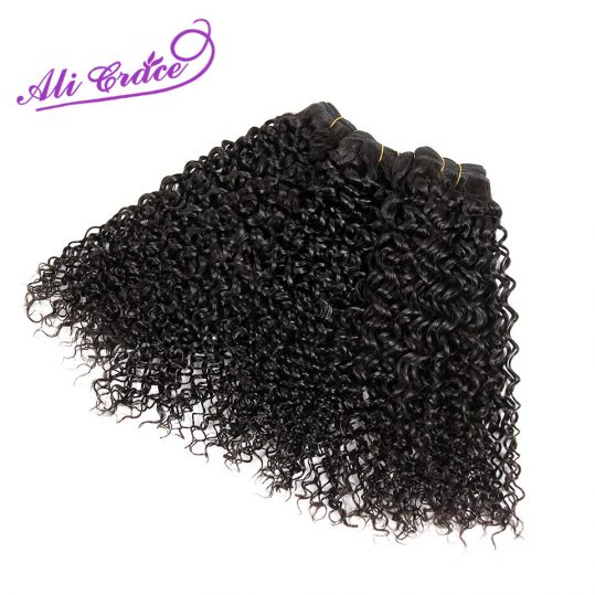 ALI GRACE HAIR Hair Peruvian Kinky Curly Weave Human Hair 1 Piece Natural Color 100% Remy Hair Bundles 10-28 Inch