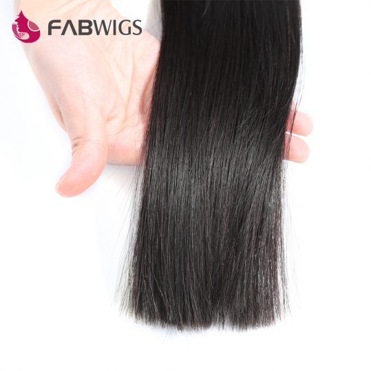 Fabwigs Peruvian Silky Straight Hair Bundles 100% Human Remy Hair Weave Bundles Extensions Double Weft 3/4 Bundles are Available