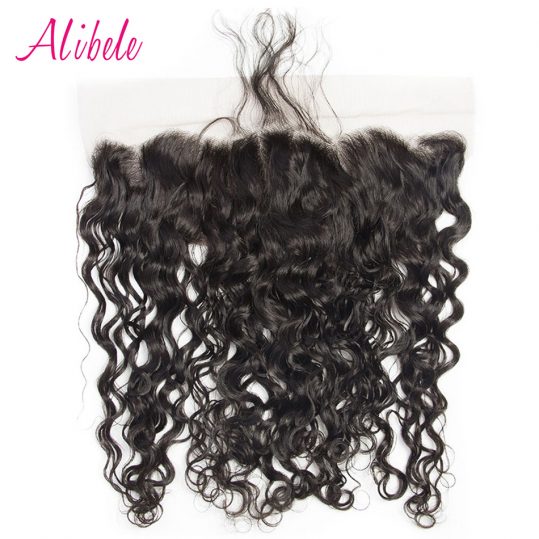 Alibele Hair Malaysian Water Wave 13"x 4" Ear to Ear Lace Frontal Closure with Baby Hair Pre-Plucked 100% Remy Human Hair Weaves