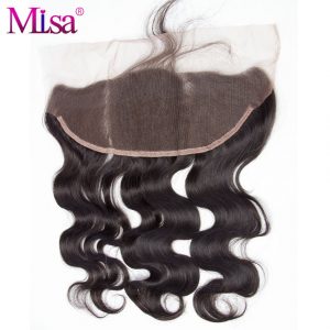 13x4 Ear to Ear Pre Plucked Lace Frontal Closure Bleached Knots with Baby Hair Mi Lisa Remy Human Hair Body Wave Natural Color