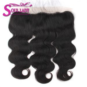 Soul Lady Malaysian Remy Hair 13*4 Ear To Ear Lace Frontal Closure Body Wave Bleached Knots Baby Hair Free Part 100% Human Hair
