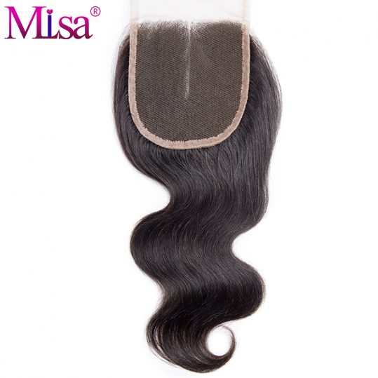 Mi Lisa Hair Body Wave 4x4 Lace Closure Middle Part Remy Human Hair 130% Density Natural Color 1B Free Shipping Can Be Dyed Well
