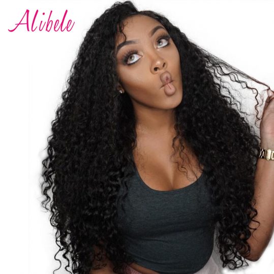 Alibele Free Parting Malaysian Deep Curly Hair Lace Closure Bleached Knot 4"x 4" Swiss Lace 100% Remy Human Hair Weaving