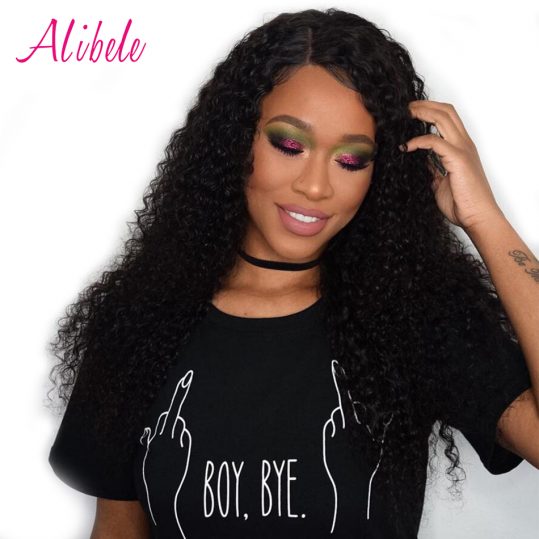 Alibele Malaysian Curly Hair 13"x 4" Ear to Ear Lace Frontal Closure with Baby Hair 1PC 100% Remy Human Hair Weave Free Shipping