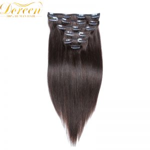 Doreen #2 Dark Brown Natural Straight Malaysia Remy Hair 16-24 Inch Full Head Set 120G 7 Pcs Clip In Human Hair Extensions