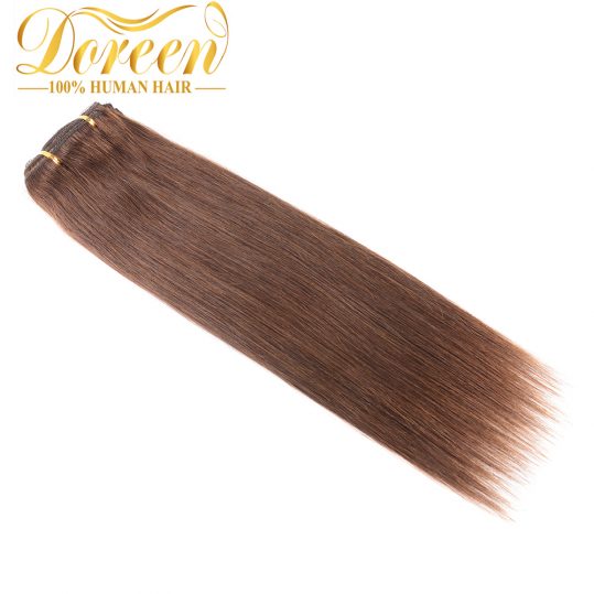 Doreen #4 Chocolate Brown Malaysia Remy Human Hair Full Head Set 120G 7 Pecs 14"-26" Straight Clip In Human Hair Extensions