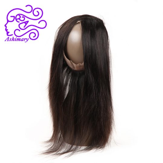 Ashimary Malaysian Remy Straight Hair Pre Plucked 360 Lace Frontal with Baby Hair Natural Color 100% Human Hair Free Shipping