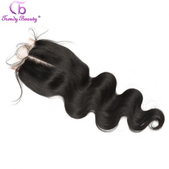 Trendy Beauty Hair Lace closure Body Wave Indian human hair Middle Part 4*4 Lace Remy Hair Natural Black Color Free Shipping
