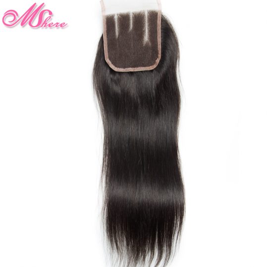 Straight Remy Hair Three Part Lace Closure Swiss Lace Hand Tied Closure 100% Indian Human Hair Natural Color Mshere Hair Product