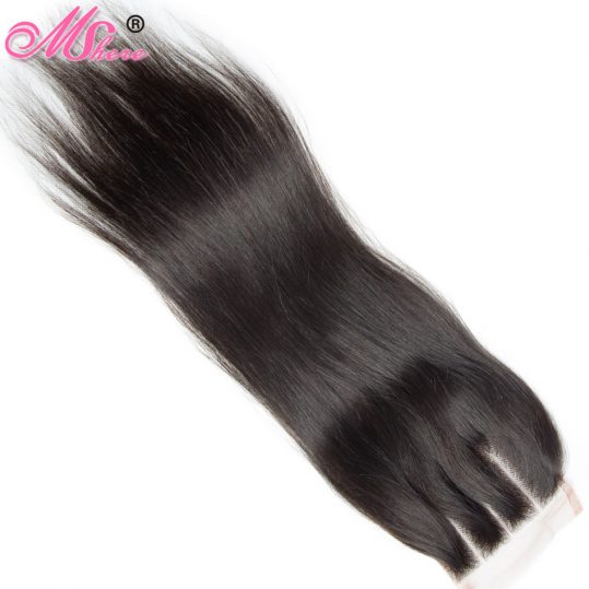 Straight Remy Hair Three Part Lace Closure Swiss Lace Hand Tied Closure 100% Indian Human Hair Natural Color Mshere Hair Product