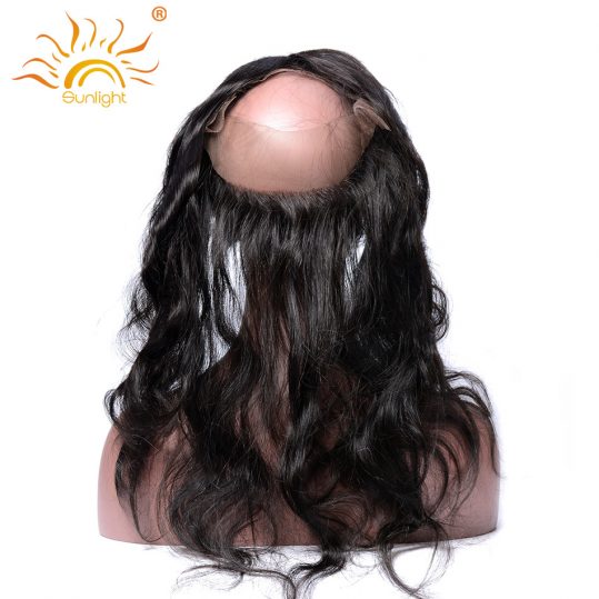 Sunlight Human Hair Indian Body Wave 360 Lace Frontal Closure With Baby Hair ,130% Density With Natural Hairline Remy Human Hair
