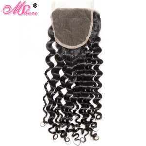 Mshere Hair Indian Culry hair Lace Closure Swiss Lace Free Part Remy Human Hair Lace Closure 130% Density 1 Piece 10-20inch
