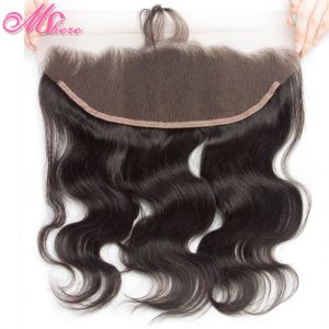 Pre-Plucked Lace Frontal With Baby Hair Mshere Body Wave Human Hair 13*4 Ear To Ear Lace Closure Indian Remy Hair Natural Black