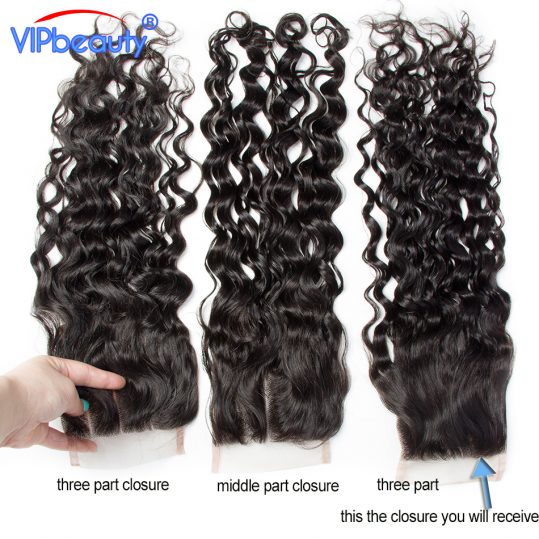 VIP beauty Indian water wave remy hair 100% human hair 4x4 free part swiss lace closure 130% density medium brown lace free ship