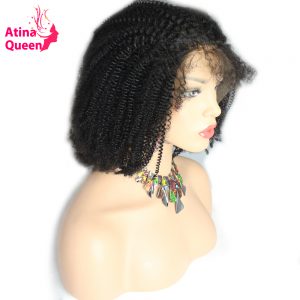 Atina Queen Afro Kinky Curly Wig with Baby Hair African American Lace Front Human Hair Afro Wigs for Black Women Remy Products