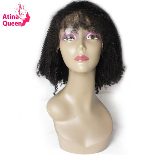 Atina Queen Afro Kinky Curly Wig with Baby Hair African American Lace Front Human Hair Afro Wigs for Black Women Remy Products