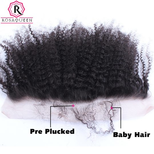 Rosa Queen 13x4 Lace Frontal Closure With Baby Hair Mongolian Afro Kinky Curly Remy Hair Natural Black 100% Human Hair