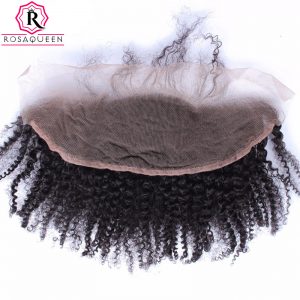 Rosa Queen 13x4 Lace Frontal Closure With Baby Hair Mongolian Afro Kinky Curly Remy Hair Natural Black 100% Human Hair