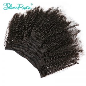 Slove Rosa Product Afro Kinky Curly Clip In Human Hair Extensions 100% Mongolian Remy Hair 8 Pieces And 120g/Set Natural Color