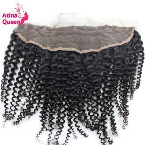 Atina Queen Afro Kinky Curly 13x4 Ear to Ear Lace Frontal Closure with Baby Hair Natural Hairline 100% Remy Human Hair Free Ship