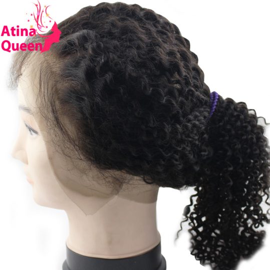 Atina Queen Kinky Curly 360 Lace Frontal With Baby Hair Pre plucked Mongolian Afro Kinky Curly Closure 100% Remy Human Hair