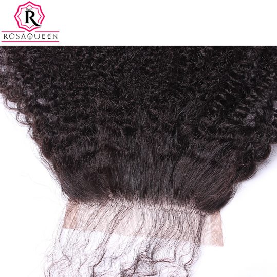 Rosa Queen Afro Kinky Curly Lace Closure 100% Human Hair Mongolian Remy Hair Natural Black Color