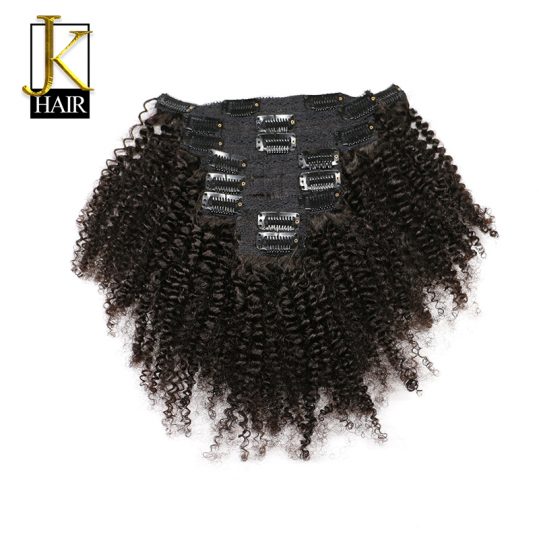 JK Hair Mongolian Afro Kinky Curly Weave Remy Hair Clip In Human Hair Extensions Natural Color Full Head 8Pcs/Set 120G Ship Free