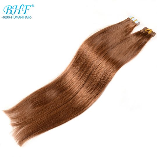 BHF Tape In Human Hair Extensions Double Drawn Tape Hair Extensions Human 20pcs Remy European Straight hair all colors